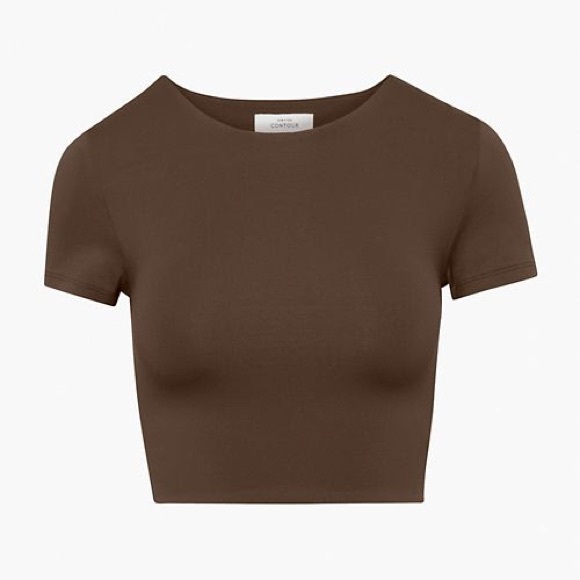 Aritzia Babaton Contour Crew Crop Top in Coffee Bean - Picture 1 of 5